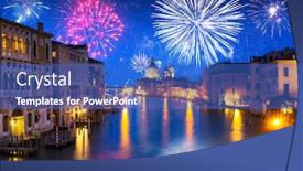  Presentation with new years - Slides having new-years-firework-display-over background and a cobalt blue colored foreground