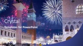  Presentation with new years - Audience pleasing slide deck consisting of new-years-firework-display-over backdrop and a ocean colored foreground