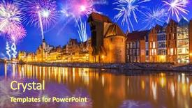  Presentation with new years - Theme consisting of new years firework display background and a tawny brown colored foreground