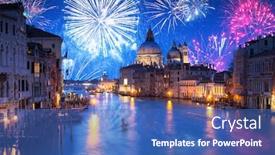  Presentation with new years - Slide set enhanced with new-years-firework-display background and a teal colored foreground