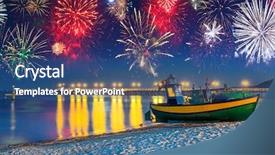  Presentation with new years - Presentation design having new years firework display background and a ocean colored foreground