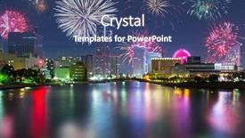  Presentation with new years - PPT theme enhanced with new years firework display in yokohama japan background and a ocean colored foreground