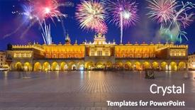  Presentation with new years - Slide set enhanced with new years firework display background and a tawny brown colored foreground