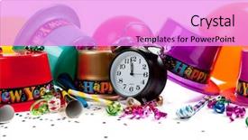  Presentation with gold balloons - Beautiful slide set featuring new year's hats noise backdrop and a lilac colored foreground