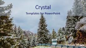  Presentation with new years - Audience pleasing slide set consisting of new years is soon on the alpine pass giau first snow fell wet road in the mountains among the snow-covered firs and pines backdrop and a lemonade colored foreground