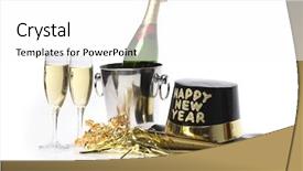  Presentation with new years - Colorful slide deck enhanced with new years party things backdrop and a white colored foreground