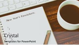 Presentation with new years - Cool new PPT theme with new years resolution against notebook backdrop and a light gray colored foreground