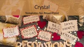  Presentation with new year - Audience pleasing theme consisting of new year's resolutions backdrop and a gold colored foreground
