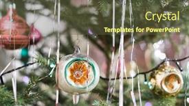  Presentation with new years - Amazing presentation design having new years tree with ornaments traditional antique decor backdrop and a tawny brown colored foreground