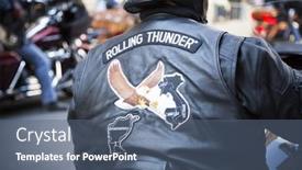  Presentation with bikers - Colorful presentation theme enhanced with new-york-11-nov-2016 backdrop and a ocean colored foreground