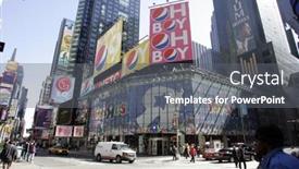  Presentation with times square - Audience pleasing PPT theme consisting of new-york-apr-5 backdrop and a gray colored foreground