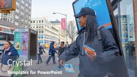  Presentation with telecommunications - Theme consisting of new-york-circa-march-2016 background and a ocean colored foreground