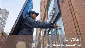  Presentation with telecommunications - Slides having new-york-circa-march-2016 background and a coral colored foreground