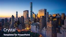  Presentation with manhattan - Audience pleasing theme consisting of new york city - amazing sunrise backdrop and a navy blue colored foreground