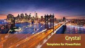  Presentation with brooklyn bridge - Presentation featuring new york city - beautiful sunset background and a red colored foreground