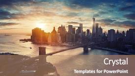  Presentation with manhattan - Beautiful PPT layouts featuring new york city - manhattan backdrop and a coral colored foreground