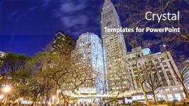  Presentation with customers - Presentation theme enhanced with new-york-city-april-15 background and a navy blue colored foreground