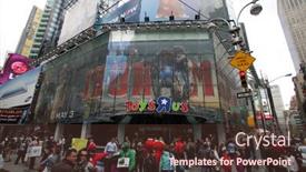  Presentation with times square - Colorful presentation design enhanced with new-york-city-april-19 backdrop and a tawny brown colored foreground