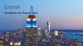  Presentation with new york night - Slide deck consisting of new-york-city-april-1 background and a light blue colored foreground