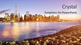  Presentation with new york city subway station - Colorful PPT layouts enhanced with new york city at sunrise backdrop and a  colored foreground