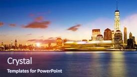  Presentation with new york city subway station - Slides having new york city at sunrise background and a tawny brown colored foreground