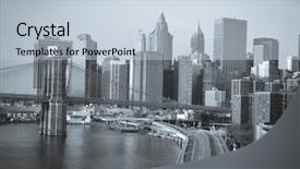  Presentation with brooklyn bridge - Presentation theme enhanced with new york city brooklyn bridge in sunrise with lower manhattan background - split toned background and a lemonade colored foreground