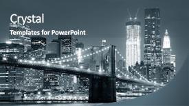  Presentation with new york city - Audience pleasing PPT theme consisting of new york city brooklyn bridge backdrop and a ocean colored foreground