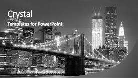  Presentation with brooklyn bridge - Audience pleasing PPT theme consisting of new york city brooklyn bridge backdrop and a dark gray colored foreground