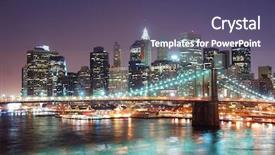  Presentation with new york city - Slides featuring new york city brooklyn bridge background and a violet colored foreground