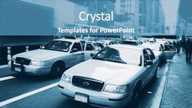  Presentation with taxi - Colorful slide set enhanced with new york city cabs backdrop and a teal colored foreground