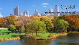  Presentation with new york city - Slide deck with new york city central park background and a light blue colored foreground