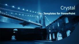  Presentation with brooklyn bridge - PPT theme featuring new-york-city-downtown-brooklyn background and a ocean colored foreground