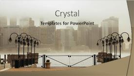  Presentation with foggy - Slide deck having new-york-city-downtown-business background and a light gray colored foreground