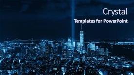  Presentation with tribute - Amazing PPT layouts having new-york-city-downtown-skyline backdrop and a navy blue colored foreground