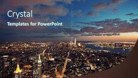  Presentation with tribute - Beautiful presentation theme featuring new-york-city-downtown-skyline backdrop and a ocean colored foreground