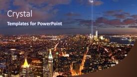  Presentation with tribute - PPT layouts having new-york-city-downtown-skyline background and a ocean colored foreground