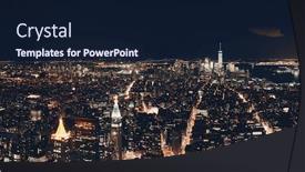  Presentation with new york night - Cool new presentation theme with new york city downtown skyline panorama night view backdrop and a wine colored foreground