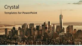  Presentation with new york city - Slide deck featuring new york city downtown skyline background and a lemonade colored foreground