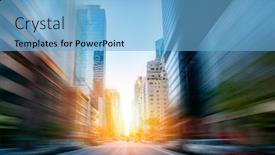  Presentation with new york city - Audience pleasing theme consisting of new-york-city-early-morning backdrop and a light blue colored foreground