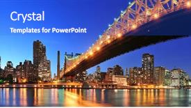  Presentation with bridge over troubled waters - Slide deck enhanced with new york city east river background and a cobalt blue colored foreground