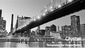  Presentation with new york night - Beautiful presentation theme featuring new york city east river backdrop and a gray colored foreground