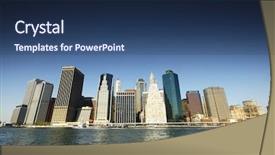  Presentation with new york city - Cool new presentation theme with new york city from river backdrop and a ocean colored foreground