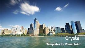  Presentation with new york city subway station - Presentation enhanced with new york city from river background and a ocean colored foreground