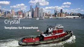 Presentation with tugboat - Colorful PPT theme enhanced with new-york-city-june-23 backdrop and a gray colored foreground