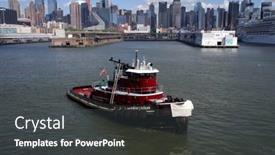  Presentation with tugboat - Colorful slides enhanced with new-york-city-june-23 backdrop and a dark gray colored foreground
