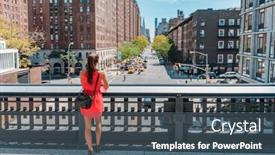  Presentation with contemplating - Presentation theme enhanced with new-york-city-lifestyle-young background and a ocean colored foreground