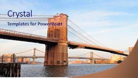  Presentation with brooklyn bridge - Amazing theme having new york city lower manhattan backdrop and a sky blue colored foreground