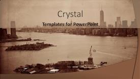  Presentation with liberty - Slide deck enhanced with new-york-city-manhattan-aerial background and a coral colored foreground