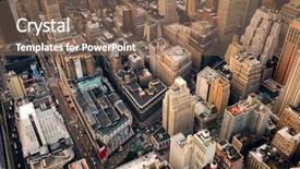  Presentation with new york city - Slide deck having new york city manhattan aerial background and a violet colored foreground