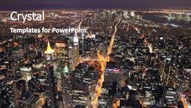  Presentation with urban buildings - PPT layouts consisting of new york city manhattan aerial background and a tawny brown colored foreground